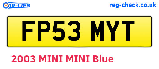 FP53MYT are the vehicle registration plates.