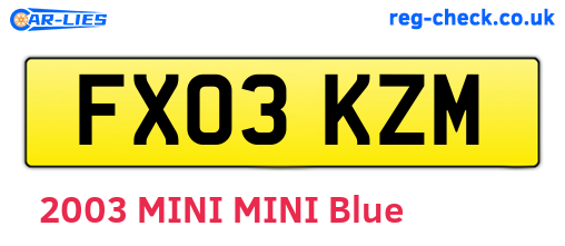 FX03KZM are the vehicle registration plates.