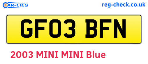 GF03BFN are the vehicle registration plates.
