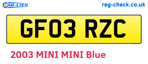 GF03RZC are the vehicle registration plates.