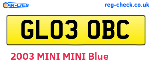 GL03OBC are the vehicle registration plates.