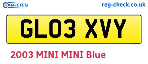 GL03XVY are the vehicle registration plates.