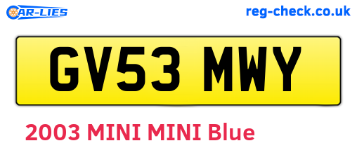 GV53MWY are the vehicle registration plates.