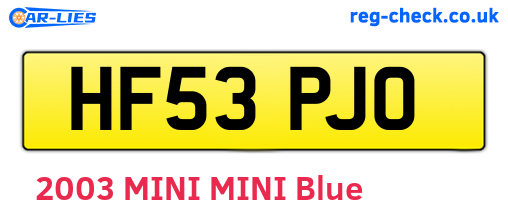 HF53PJO are the vehicle registration plates.
