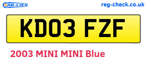 KD03FZF are the vehicle registration plates.