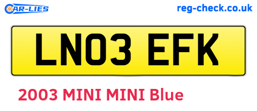LN03EFK are the vehicle registration plates.