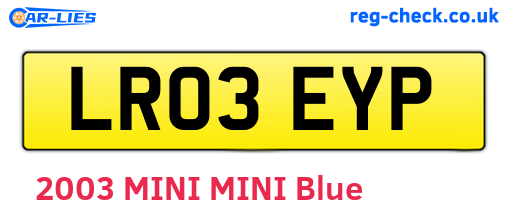 LR03EYP are the vehicle registration plates.