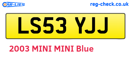 LS53YJJ are the vehicle registration plates.