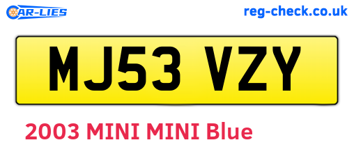 MJ53VZY are the vehicle registration plates.