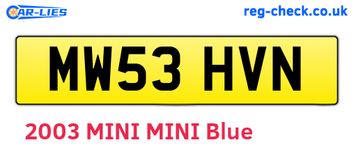 MW53HVN are the vehicle registration plates.