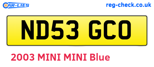 ND53GCO are the vehicle registration plates.