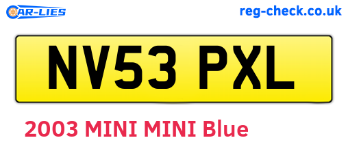 NV53PXL are the vehicle registration plates.