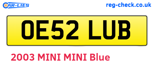 OE52LUB are the vehicle registration plates.