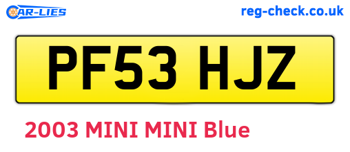 PF53HJZ are the vehicle registration plates.