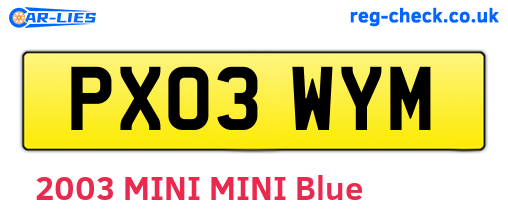 PX03WYM are the vehicle registration plates.