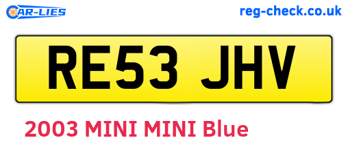 RE53JHV are the vehicle registration plates.