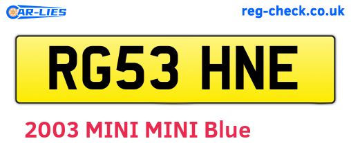 RG53HNE are the vehicle registration plates.
