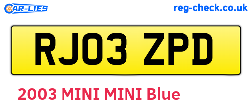 RJ03ZPD are the vehicle registration plates.