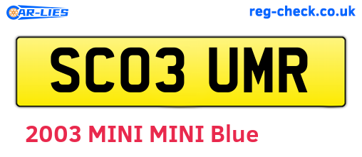 SC03UMR are the vehicle registration plates.