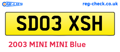 SD03XSH are the vehicle registration plates.