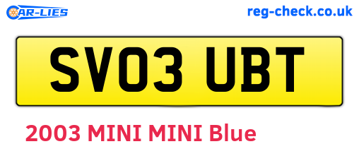 SV03UBT are the vehicle registration plates.
