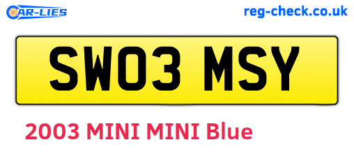 SW03MSY are the vehicle registration plates.