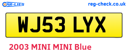 WJ53LYX are the vehicle registration plates.