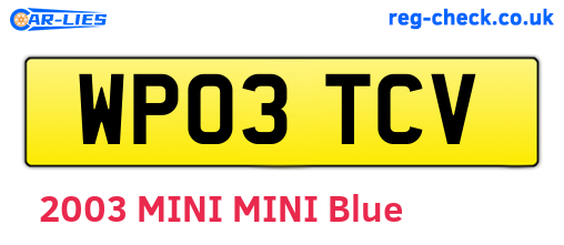 WP03TCV are the vehicle registration plates.