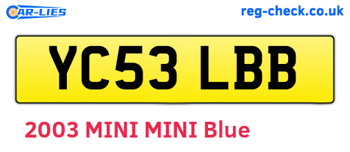 YC53LBB are the vehicle registration plates.