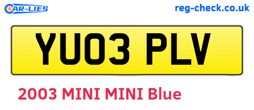 YU03PLV are the vehicle registration plates.