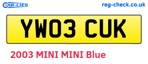 YW03CUK are the vehicle registration plates.