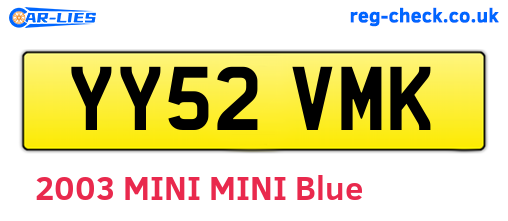 YY52VMK are the vehicle registration plates.