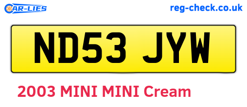 ND53JYW are the vehicle registration plates.