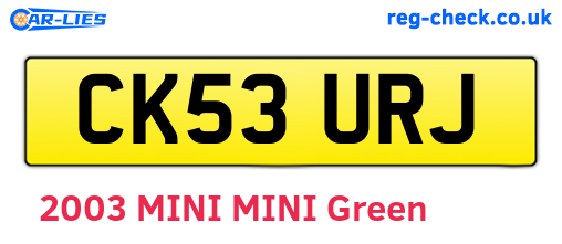CK53URJ are the vehicle registration plates.