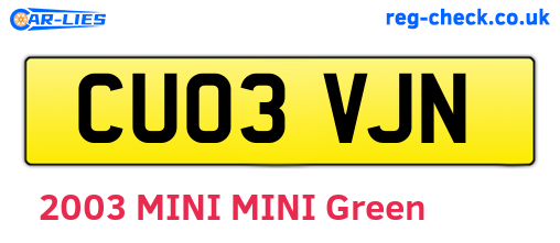 CU03VJN are the vehicle registration plates.