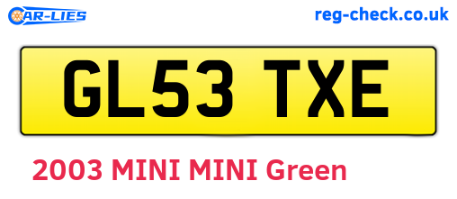 GL53TXE are the vehicle registration plates.