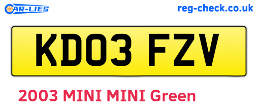 KD03FZV are the vehicle registration plates.