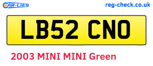 LB52CNO are the vehicle registration plates.