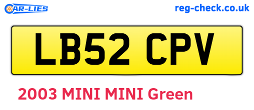 LB52CPV are the vehicle registration plates.