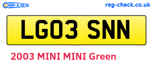 LG03SNN are the vehicle registration plates.