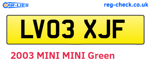 LV03XJF are the vehicle registration plates.