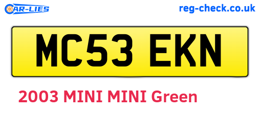 MC53EKN are the vehicle registration plates.