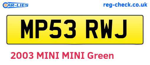 MP53RWJ are the vehicle registration plates.
