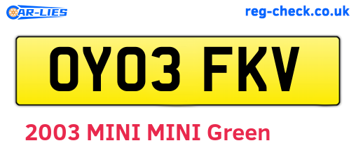 OY03FKV are the vehicle registration plates.
