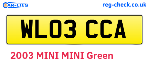 WL03CCA are the vehicle registration plates.