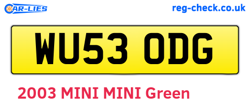 WU53ODG are the vehicle registration plates.