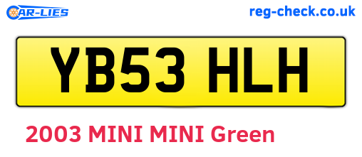 YB53HLH are the vehicle registration plates.