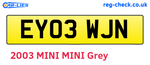 EY03WJN are the vehicle registration plates.