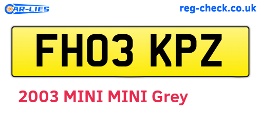 FH03KPZ are the vehicle registration plates.
