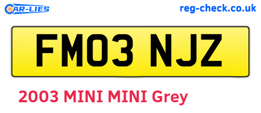 FM03NJZ are the vehicle registration plates.